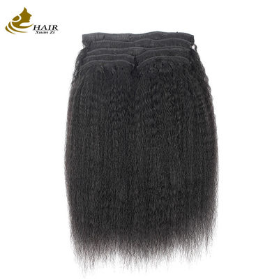 Natural Kinky Straight Clip In Hair Extensions Bundles 30 pollici OEM