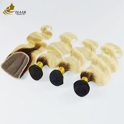 Brazilian Remy Human Hair Ombre Blonde Hair 3 Bundles 1b/613 Body Wave
