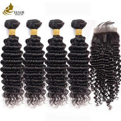 Ingrosso Falegname capelli ricci tessendo naturale nero indiano Remy fasci di capelli umani