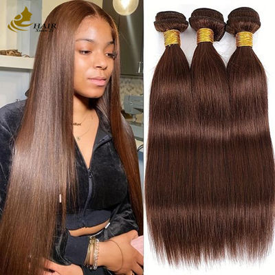 4# Colore cioccolato marrone fascio retto fascio di capelli umani tessuto