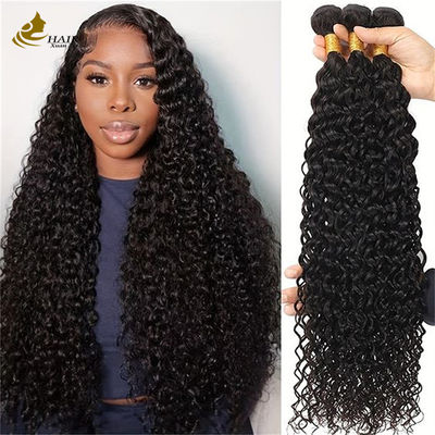 Naturale nero mento ricci capelli umani brasiliani fasci di estensioni di capelli trama