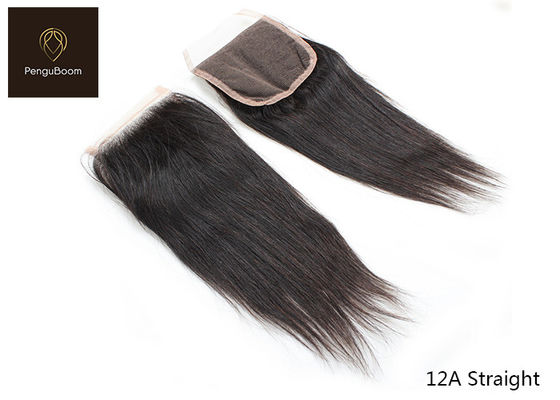 PenguBoom 12a Human Hair Bundles And Closure 16 18 20 Inch Straight Hair