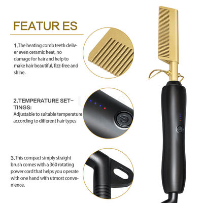 220V Length 8.66 Inch  Electric Straightening Comb / Heated Comb Straightener