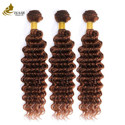 qualità  Peruvian Hair Deep Curl Copper 33# Brown color virgin Human Hair weft Bundles fabbrica