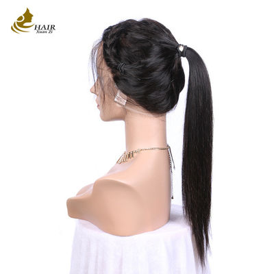Capelli umani personalizzati Parrucca di pizzo naturale nera per capelli umani dritti