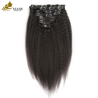 Estensioni naturali di capelli neri, clip di tessitura in lunghezza Kinky Straight ODM