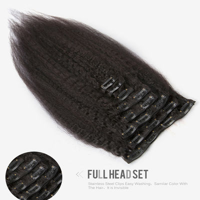 Estensioni naturali di capelli neri, clip di tessitura in lunghezza Kinky Straight ODM