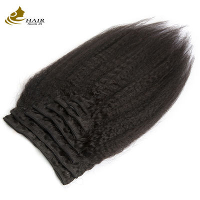Estensioni naturali di capelli neri, clip di tessitura in lunghezza Kinky Straight ODM
