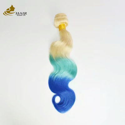 Personalizzato Ombre Estensioni di capelli umani Bouncy viola blu colorato