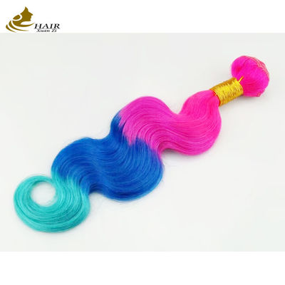 Personalizzato Ombre Estensioni di capelli umani Bouncy viola blu colorato