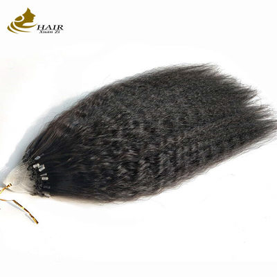Kinky Straight Prebonded Nano Human Hair Extensions Naturale Nero 18 pollici