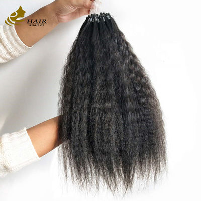 Kinky Straight Prebonded Nano Human Hair Extensions Naturale Nero 18 pollici