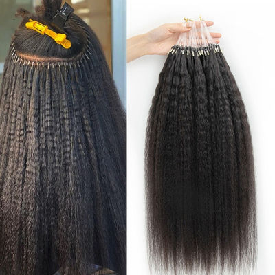 Kinky Straight Prebonded Nano Human Hair Extensions Naturale Nero 18 pollici