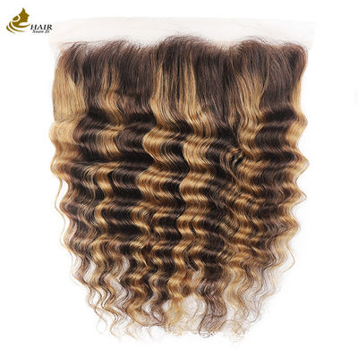 Pianoforte 4/27 Deep Wave Lace Chiusura frontale Capelli brasiliani Chiusura trasparente 13X4