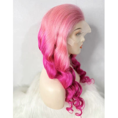 Pereggia di pizzo per capelli umani a onda libera di colore rosa personalizzata in vendita