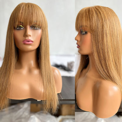 Etero 27# Capelli umani di colore Vergine brasiliana Parrucche frontali con frangia