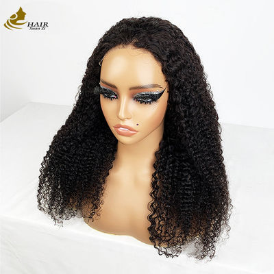 4*4 Frontale di pizzo capelli umani vergini naturali nero parrucche a riccioli con strisce antiscivolo