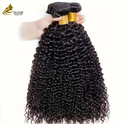 Naturale nero mento ricci capelli umani brasiliani fasci di estensioni di capelli trama