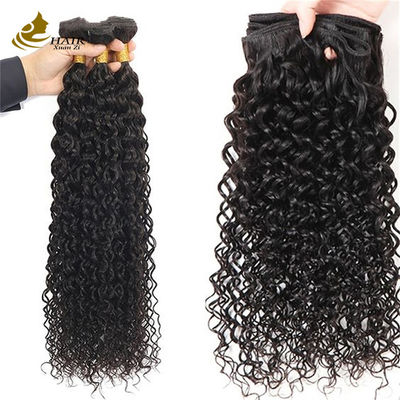 Naturale nero mento ricci capelli umani brasiliani fasci di estensioni di capelli trama