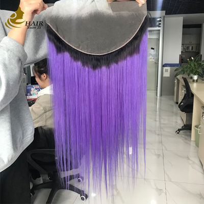 T1b/Purple Virgin Human Straight Hair 13*6 Chiusura frontale a pizzo con pizzo marrone chiaro