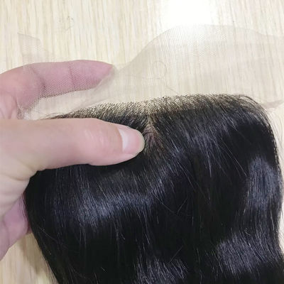 Passa l'ago Chiusura in pizzo di capelli umani 4*4 Pizzo trasparente Body Wave Nero naturale Chiusura
