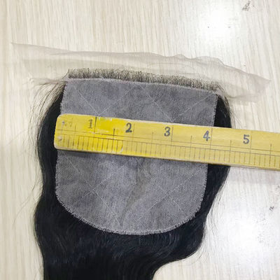 Passa l'ago Chiusura in pizzo di capelli umani 4*4 Pizzo trasparente Body Wave Nero naturale Chiusura