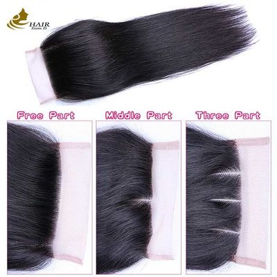 Trasparente 4*4 pizzo 20 pollici nero naturale capelli umani dritti pizzo chiusura in vendita