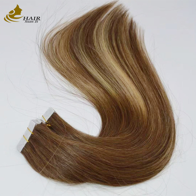 Popolare Legatura della pelle Retta 100% Remy Capelli umani Nastro estensioni di capelli Cuticule capelli vergini allineati