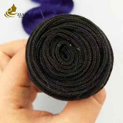 Ombra ondulata viola Estensioni di capelli umani 26 pollici Kinky ricci