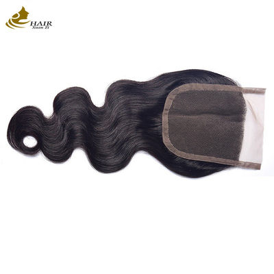 130 Densità Capelli Umani Chiusura a merletti Corpo nero naturale 4x4