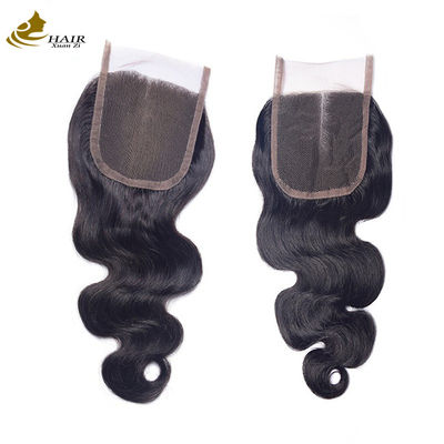 130 Densità Capelli Umani Chiusura a merletti Corpo nero naturale 4x4