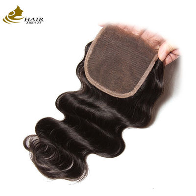 Corpo onda Remy capelli umani pizzo chiusura 10A 4x4 base di seta