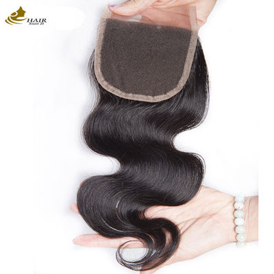 Corpo onda Remy capelli umani pizzo chiusura 10A 4x4 base di seta