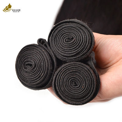 Non trasformato 3 fasci di capelli vergini fasci di capelli umani colore naturale con chiusura