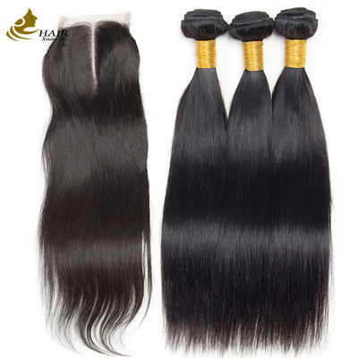OEM 18 pollici naturale nero dritto greggio capelli umani vergini con chiusura