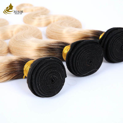 1B Blonde Ombre Estensioni di capelli umani Remy Weave Wig Bundle con chiusura