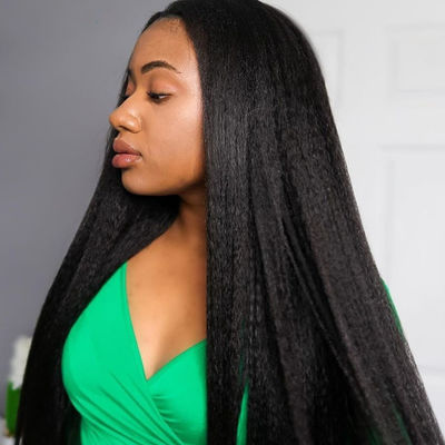 Perrucche senza cappello senza colla Capelli umani 360 Kinky Straight ODM