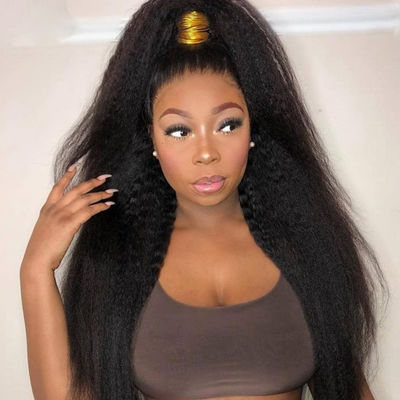 Perrucche senza cappello senza colla Capelli umani 360 Kinky Straight ODM