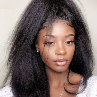 Perrucche senza cappello senza colla Capelli umani 360 Kinky Straight ODM