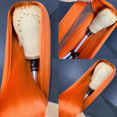 Ginger Orange Straight Lace Frontale Perrucche Per Capelli Umani Pre-Plucked Per Donne