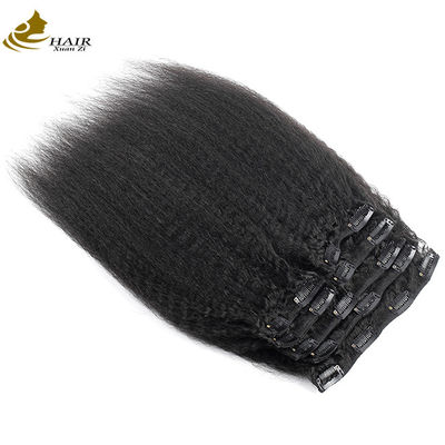 Natural Kinky Straight Clip In Hair Extensions Bundles 30 pollici OEM