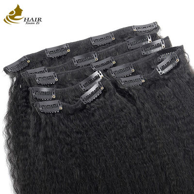 Natural Kinky Straight Clip In Hair Extensions Bundles 30 pollici OEM