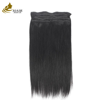 Capelli lunghi e dritti brasiliani tessuto nero abbruno fasci di capelli umani clip in