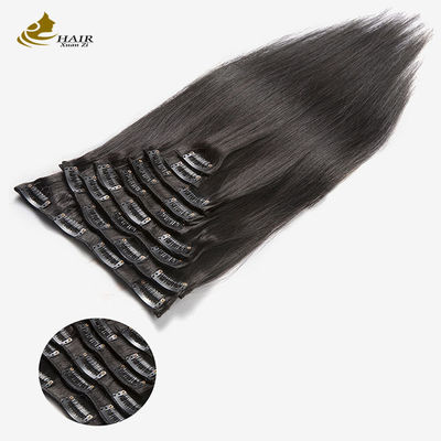 Capelli lunghi e dritti brasiliani tessuto nero abbruno fasci di capelli umani clip in