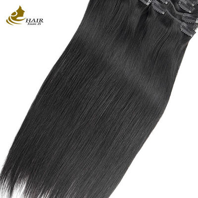 Capelli lunghi e dritti brasiliani tessuto nero abbruno fasci di capelli umani clip in
