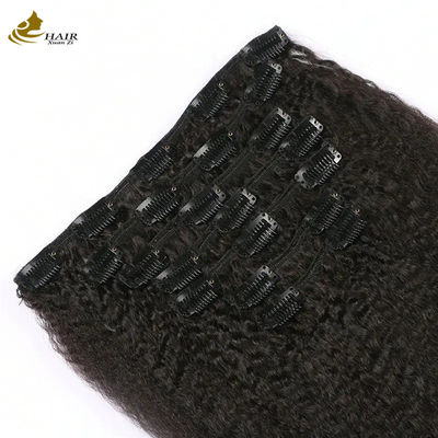 Yaki Kinky Malese Tissue Capelli senza cuciture Clip In Estensioni 7pcs