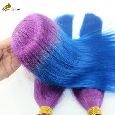 Personalizzato Ombre Estensioni di capelli umani Bouncy viola blu colorato