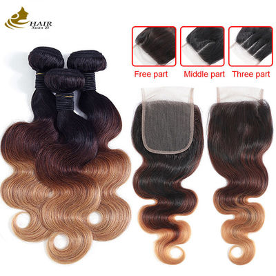 1b 4/27 Miele ricci Biondo Estensioni di capelli brasiliani Ombra