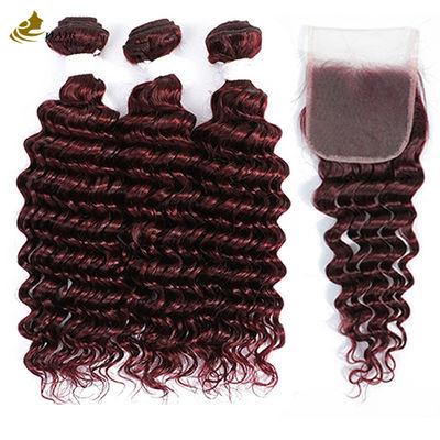 Ombre 99J Perugia Borgoña senza colla Estensioni di capelli umani Ondata profonda