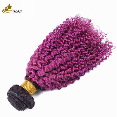 Afro Kinky Riccioli Root scuro viola Ombre Virgin Human Hair Bundles in vendita